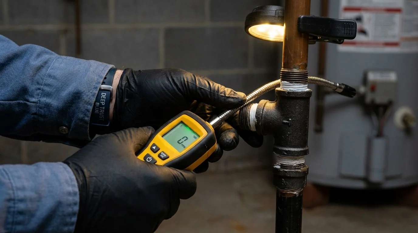 Gas leak detection with electronic sniffer by Johns Plumbing LLC in Bisbee