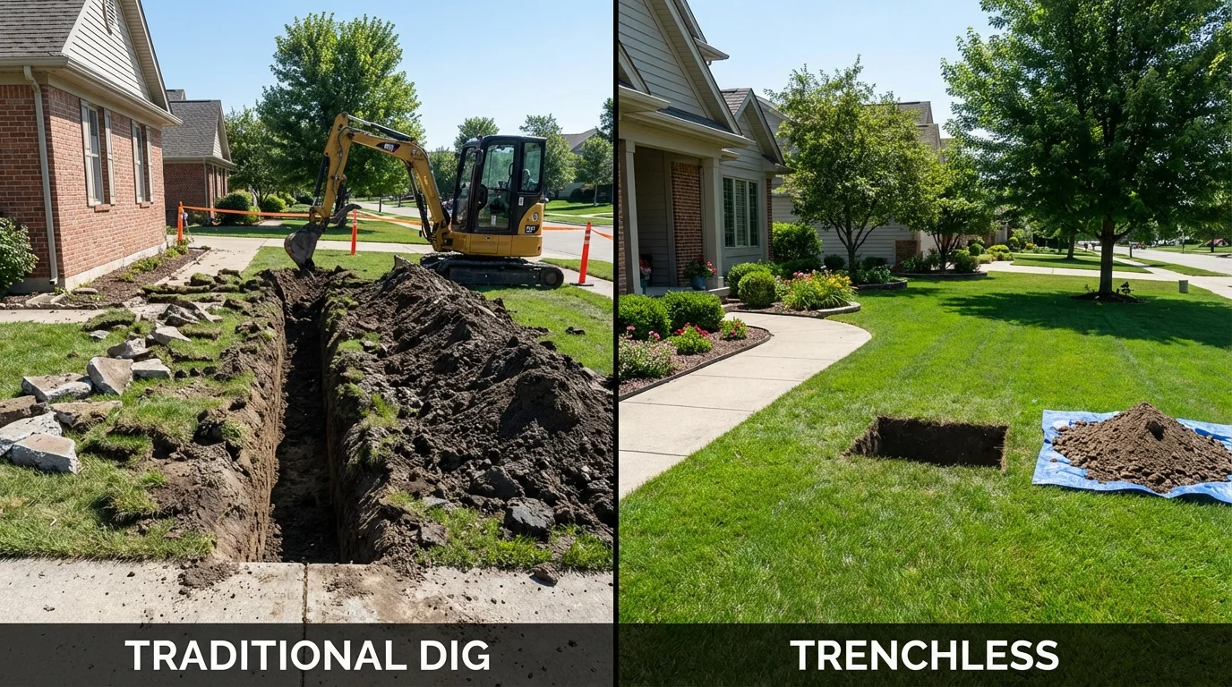 Trenchless sewer repair with minimal yard damage versus traditional excavation in Bisbee, AZ